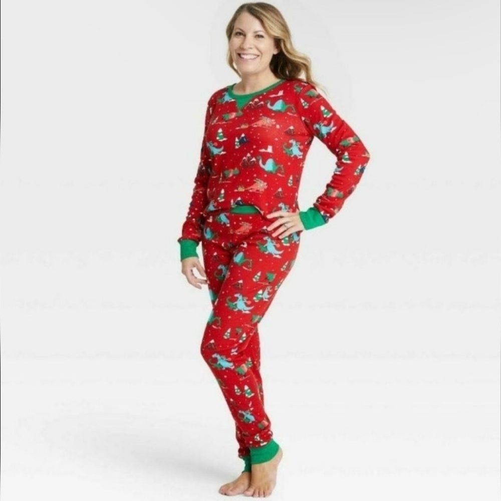 Wondershop Womens Holiday Dino Print Matching Family Pajama Set Size M